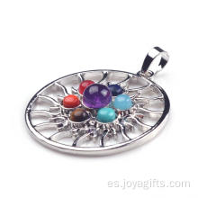 Whoelsale ronda Chakra Reiki cristal Yoga equilibrio encanto joyería colgante